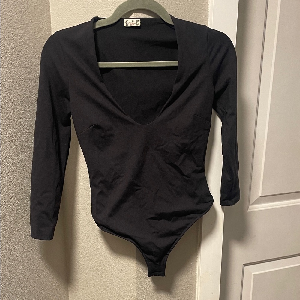Free People Charcoal Bodysuit